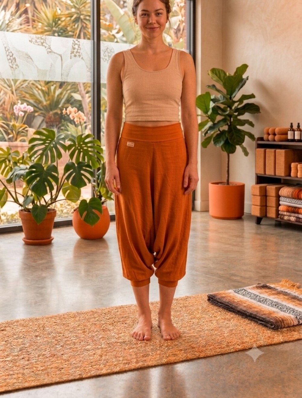 Women’s Harem Pants in Rust Orange XS
